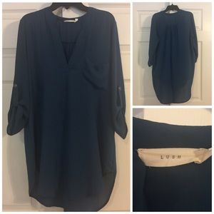 Lush long dark turquoise blouse